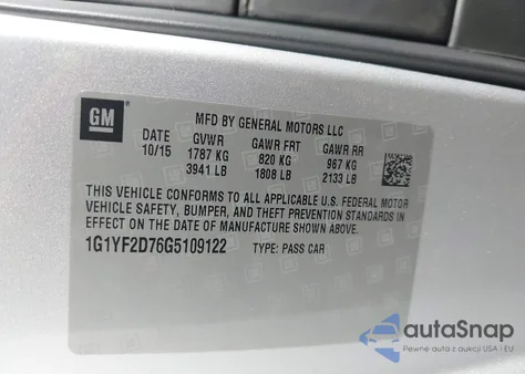 2016 Chevrolet Corvette Stingray из США, поврежденный, VIN 1G1YF2D76G5109122